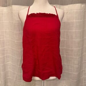 Universal Thread Red Ruffle Trim Square Neck Camisole Top Large